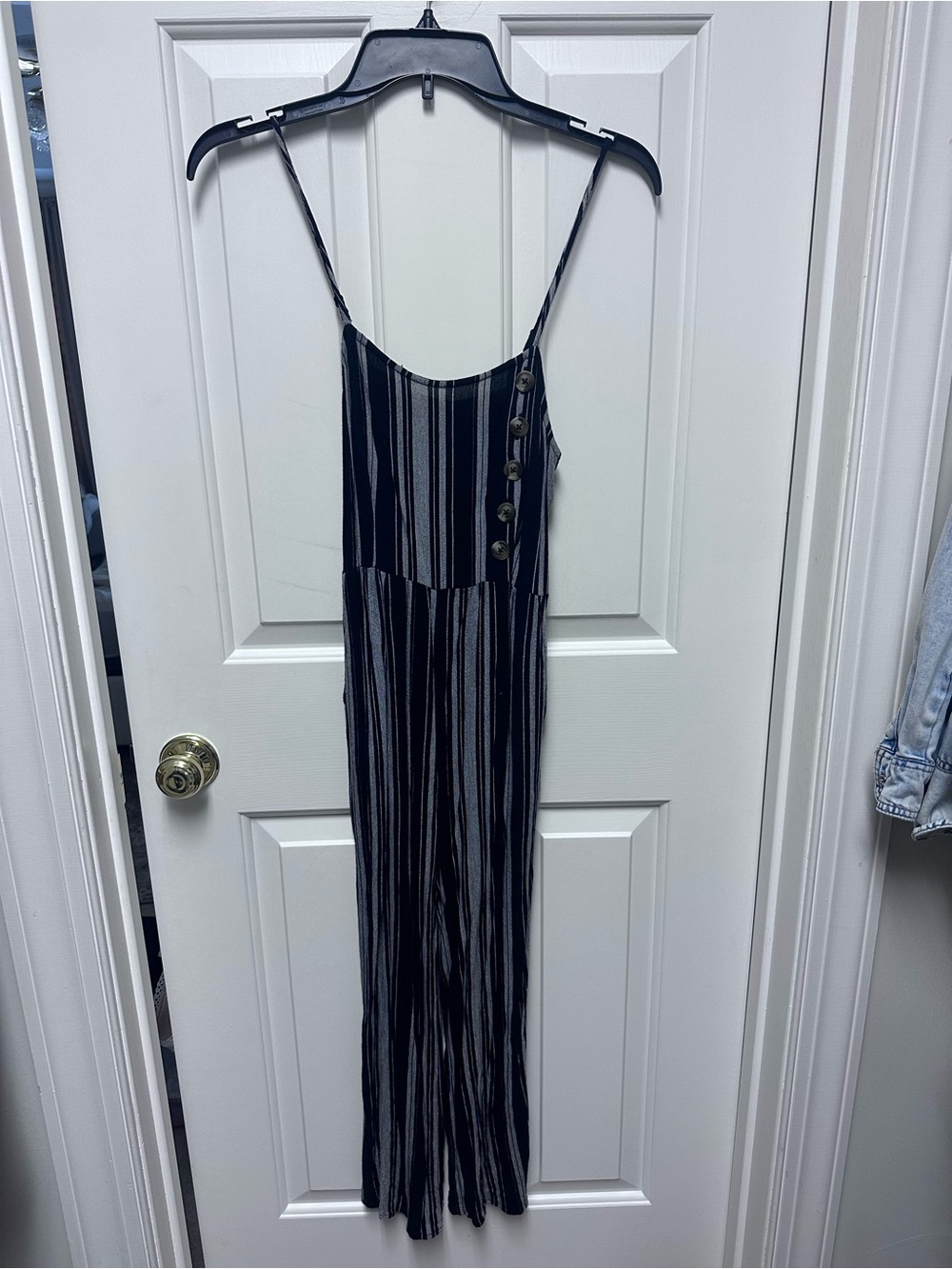 American Eagle Outfitters Black and White Striped Jumpsuit